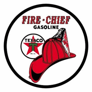 Texaco Fire Chief Gasoline Tin Sign - Round Texaco Fire Chief Gasoline Tin Sign - Round