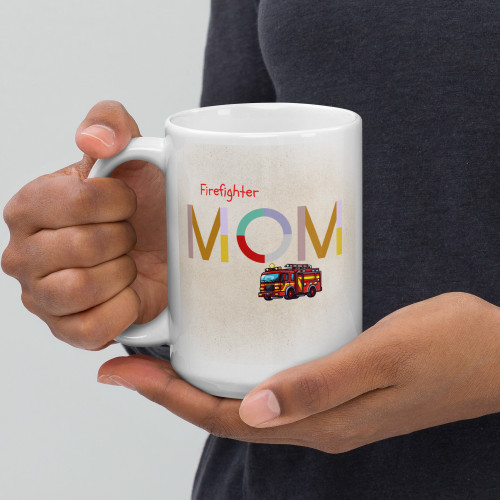 Firefighter Mom White Glossy Mug