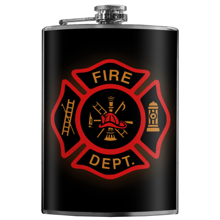 Stainless Steel Flask - Fire Department Logo