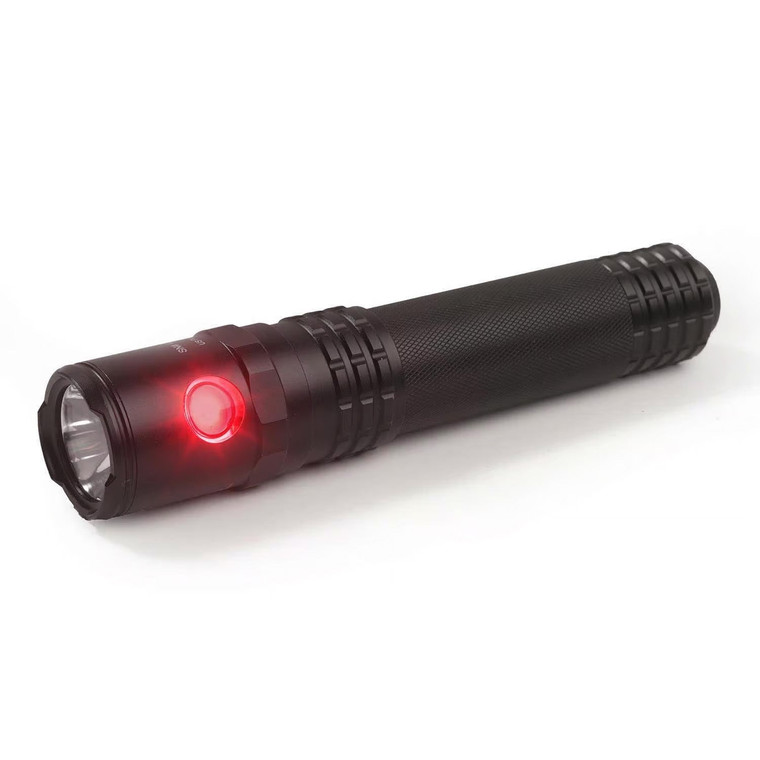 USB Dual-Light Rechargeable Tactical Flashlight With Red Flood - Black