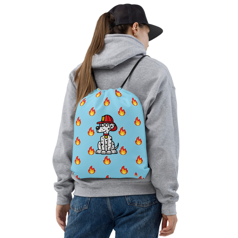 Fire Dog Drawstring Bag