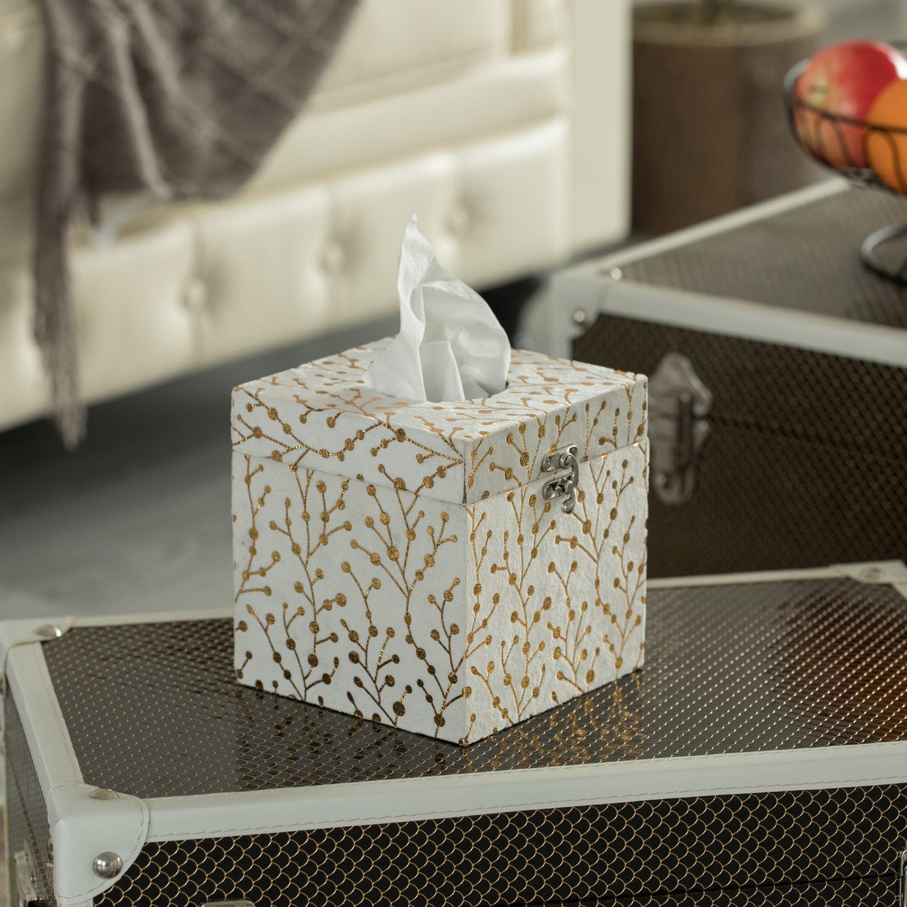 Vintiquewise Velvet Modern Paper Facial Tissue Box Holder in