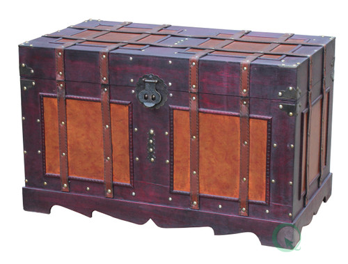 Rustic  Wooden Boxes Colonial Style Trunks Treasure Chest Vintage Storage 