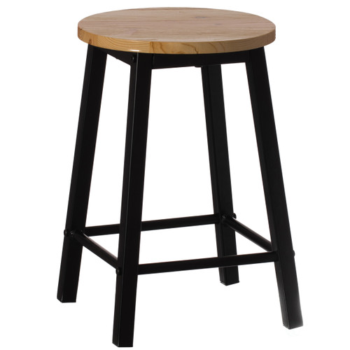 Wooden 17.5" High Black Round Bar Stool with Footrest for Indoor and Outdoor