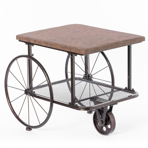 Vintiquewise Industrial Wagon Style Coffee Table with Rustic Wood Top Large Spoke Rolling Wheels Mesh Shelf Functional End Table and Magazine Holder for Living Room Lounge Office Den or Home Bar Vintiquewise Industrial Wagon Style Coffee Table with Rustic Wood Top Large Spoke Rolling Wheels Mesh Shelf Functional End Table and Magazine Holder for Living Room Lounge Office Den or Home Bar