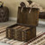 Wooden Brown Storage Trunk with Faux Leather Straps and Handles