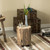 Accent Decorative Natural Wooden Stump Stool With Wheels for Indoor and Outdoor