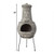 Outdoor Clay Chiminea Fireplace Sun Design Wood Burning Fire Pit with Sturdy Metal Stand, Barbecue, Cocktail Party, Cozy Nights Fire Pit