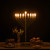 Large Modern Antique Gold Nine Branch Electric Chabad Style Hanukkah Menorah with Flame Shaped LED Bulbs