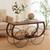 Vintiquewise Industrial Wagon Style Console Table Rustic Wood Top Large Spoke Metal Wheels & Lower Storage Shelf Vintage Accent Display Table for Hallway Entryway Dining Room Living Room or Home Bar