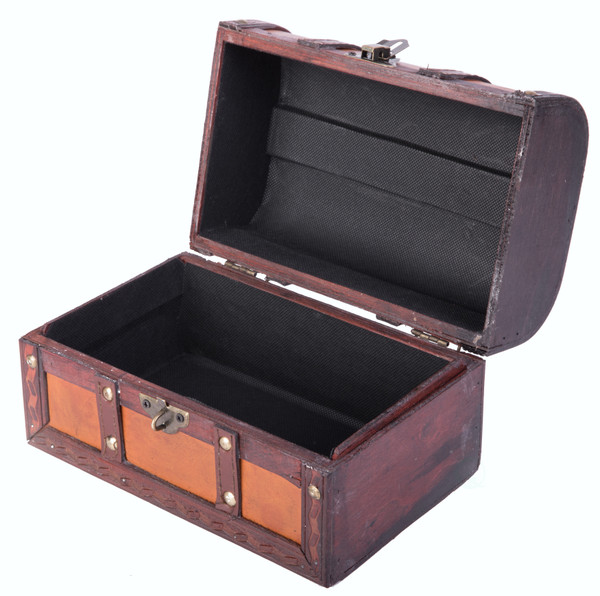 QI003029 New Vintiquewise Decorative Leather Treasure Trunk Box 
