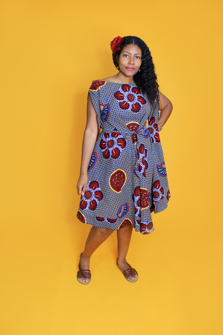 Bawemba Ankara Cape Knee Length Dress