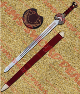 Herugrim Sword of Theoden King comes with wooden plaque and leather stitched scabbard