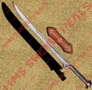 Thranduil sword comes with wooden plaque and leather stitched scabbard