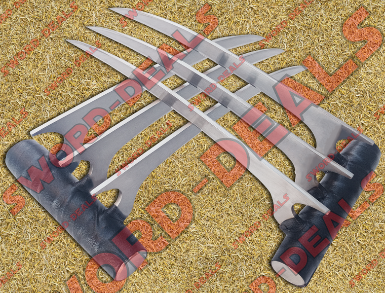 Marvel X-Men Wolverine Adamantium Claws Replica Pair crafted from durable carbon steel with full tang construction, designed for collectors, cosplay, and display.