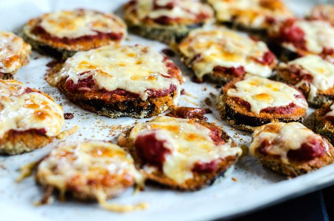 Quinoa Crusted Eggplant Parmesan Bites