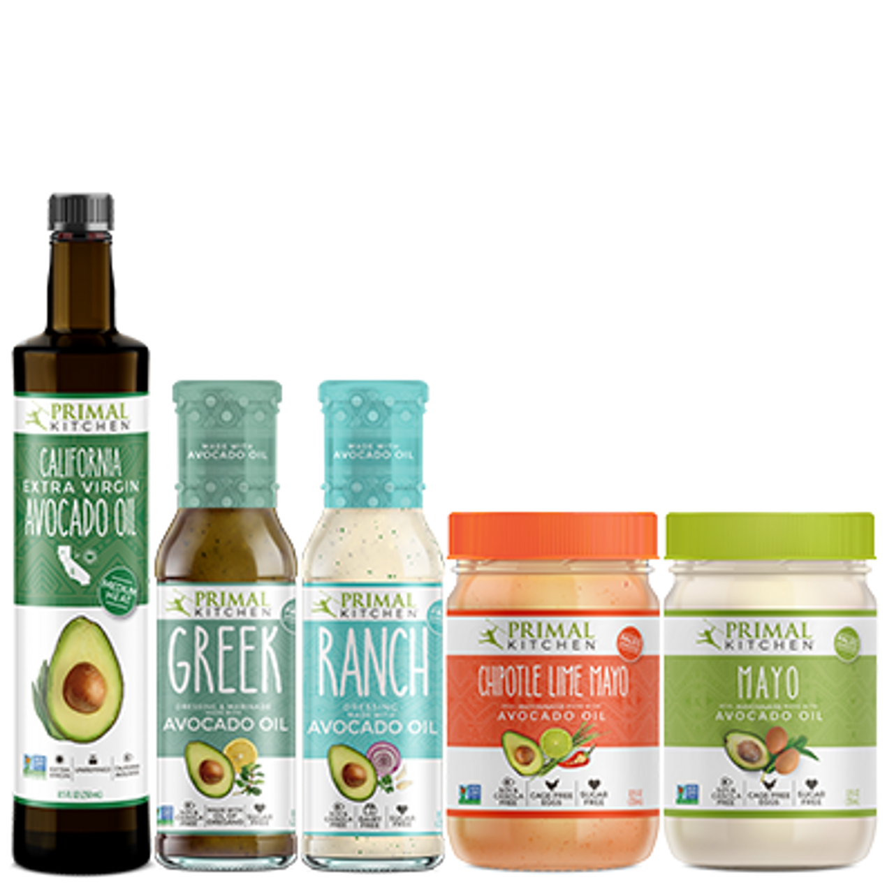 Primal Kitchen Avocado Oil 3 Pack Vinaigrette Dressing & Marinade (Ranch, Greek, Honey Mustard, 3 Count)