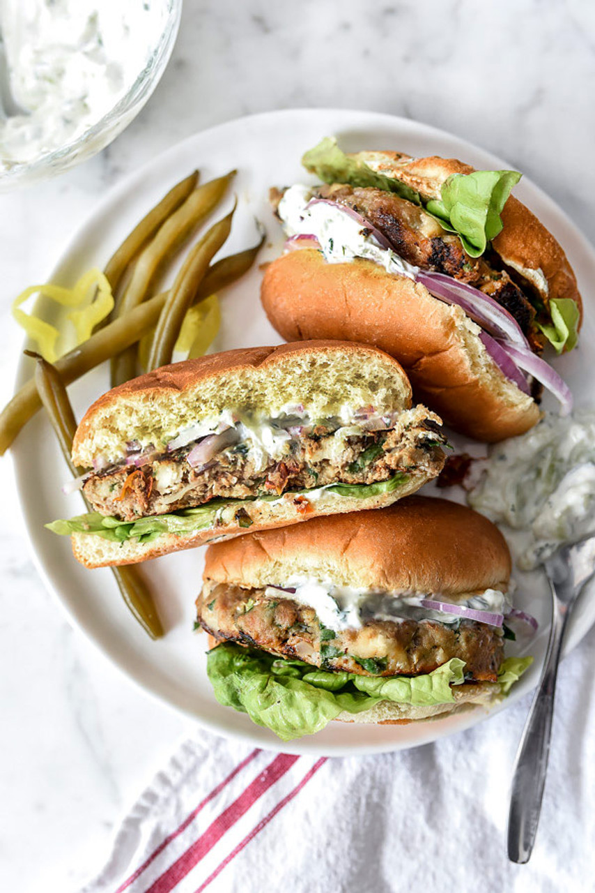 Greek Turkey Burgers with Tzatziki Sauce