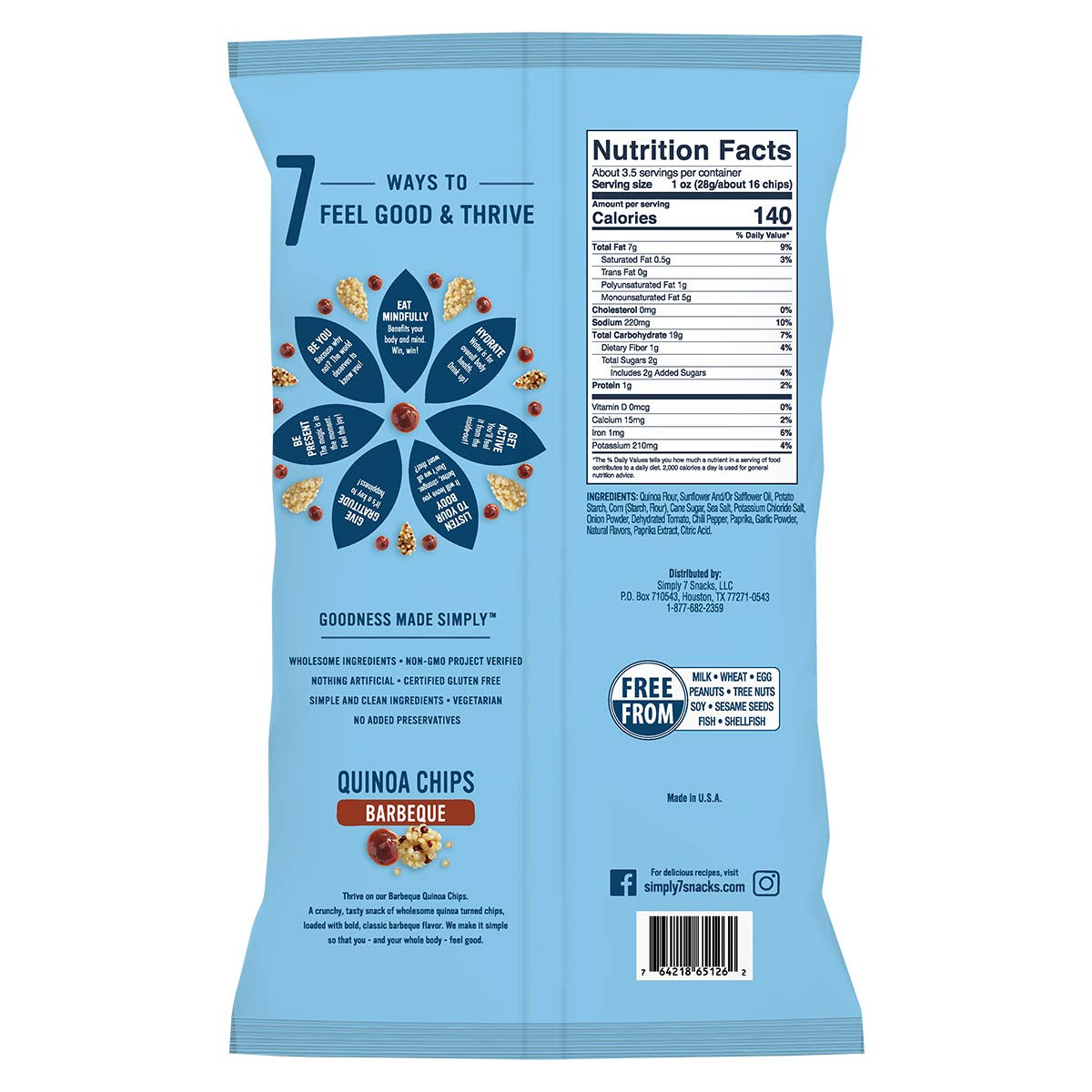 Quinoa Chips, Barbeque, 3.5 Ounce Pack of 12 Gluten Free