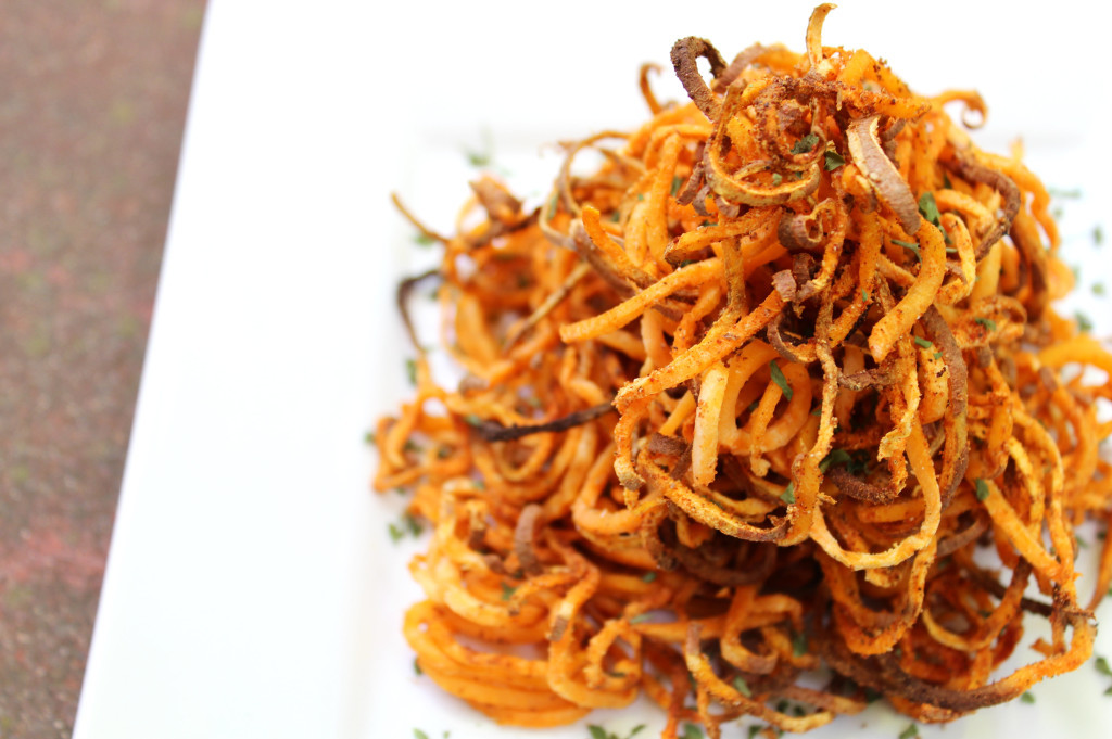 Spicy Spiralized Sweet Potato Fries You can spiralize them with or without peeling, but spiralizers are convenient and extremely easy to use. foodie city network
