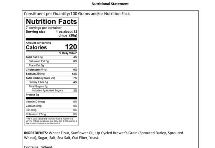Sea Salt Pita Chips Brewer's Crackers