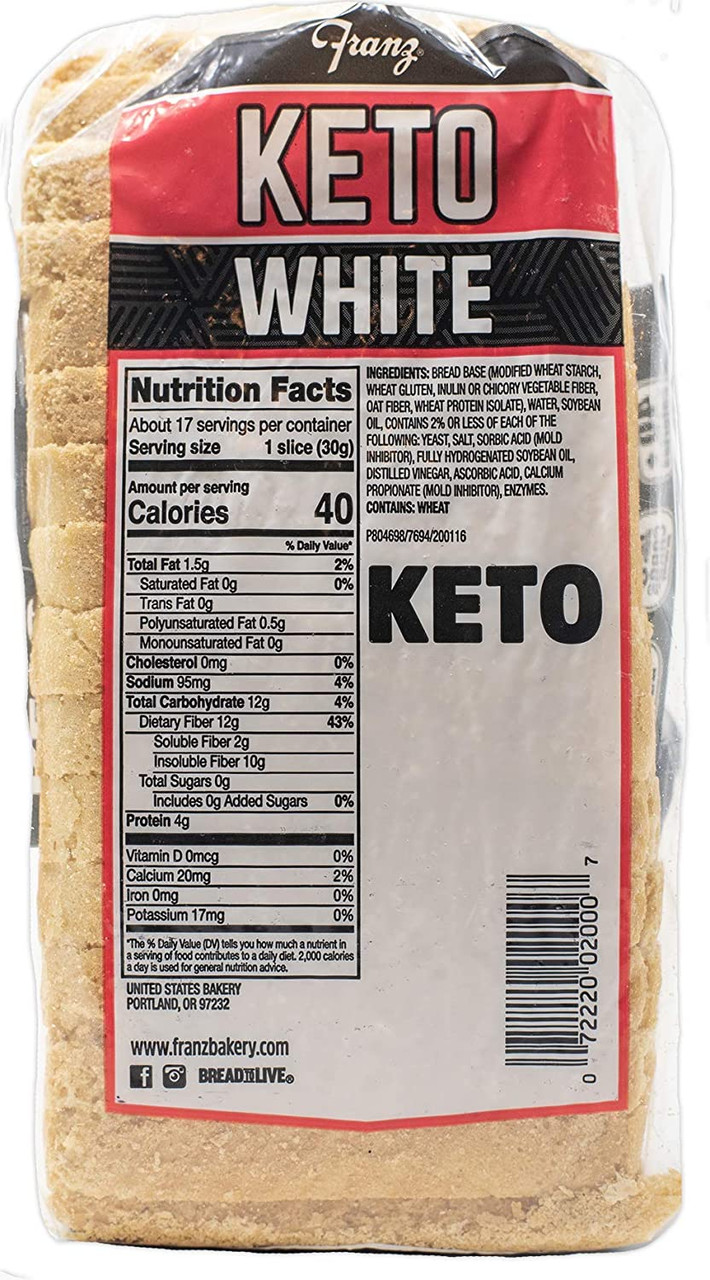 White Keto Bread Zero NET Carbs 2 Loaf Pack Franz
