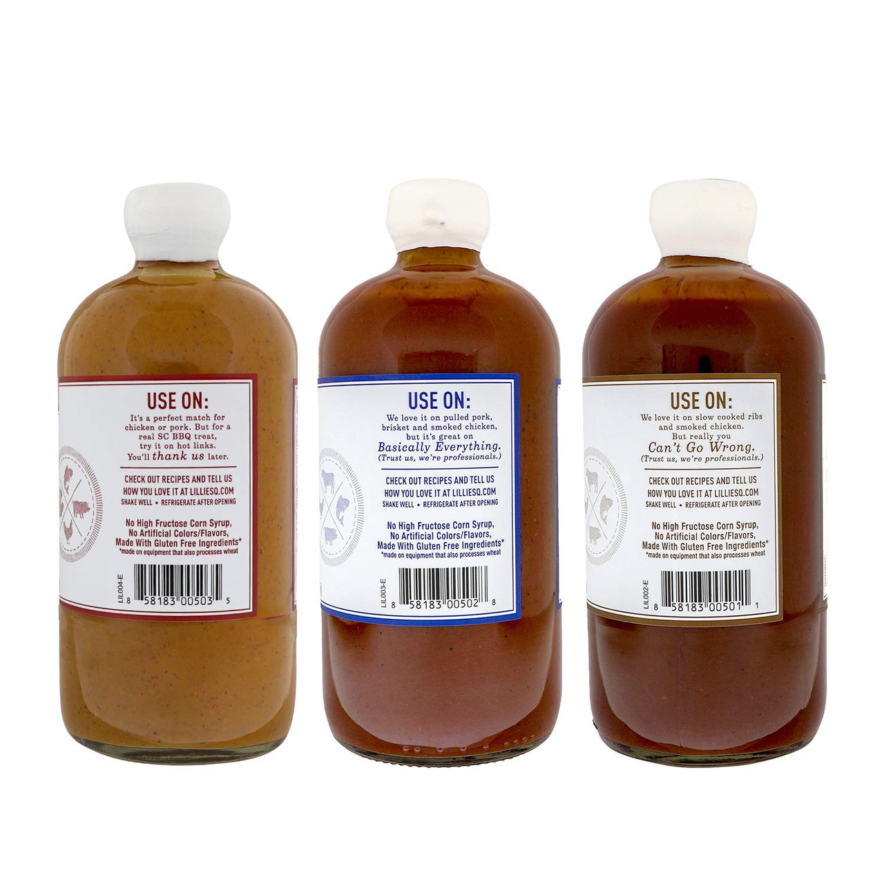 Lillie’s Q Barbeque Sauce Variety Pack Carolina, Gold & Smoky BBQ