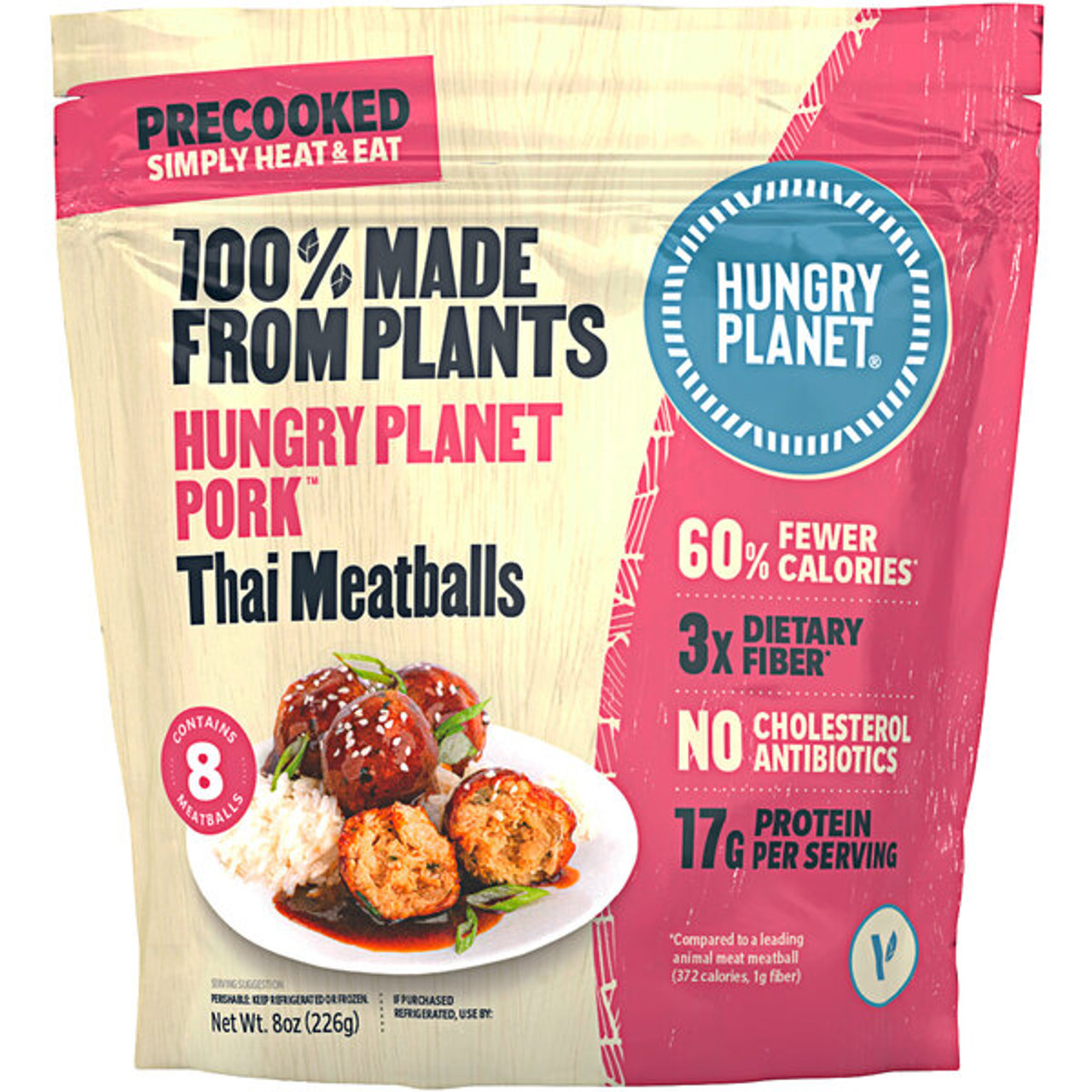 Hungry Planet 8 oz. Plant-Based Vegan Thai Pork Meatballs - 6/Case