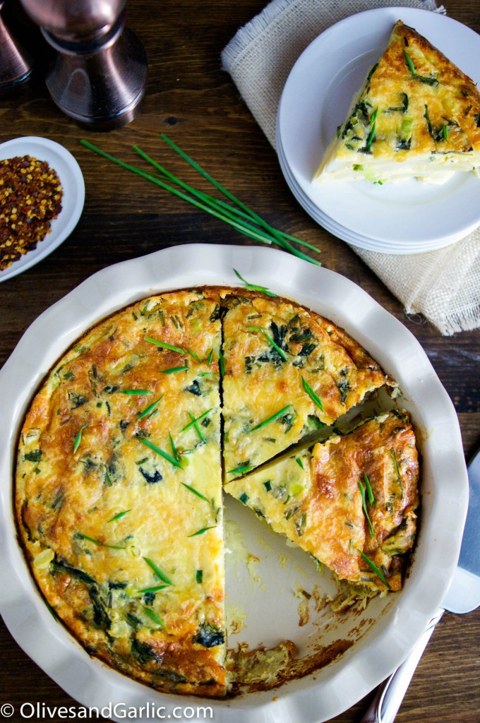 Crustless Cheesy Potato & Spinach Quiche