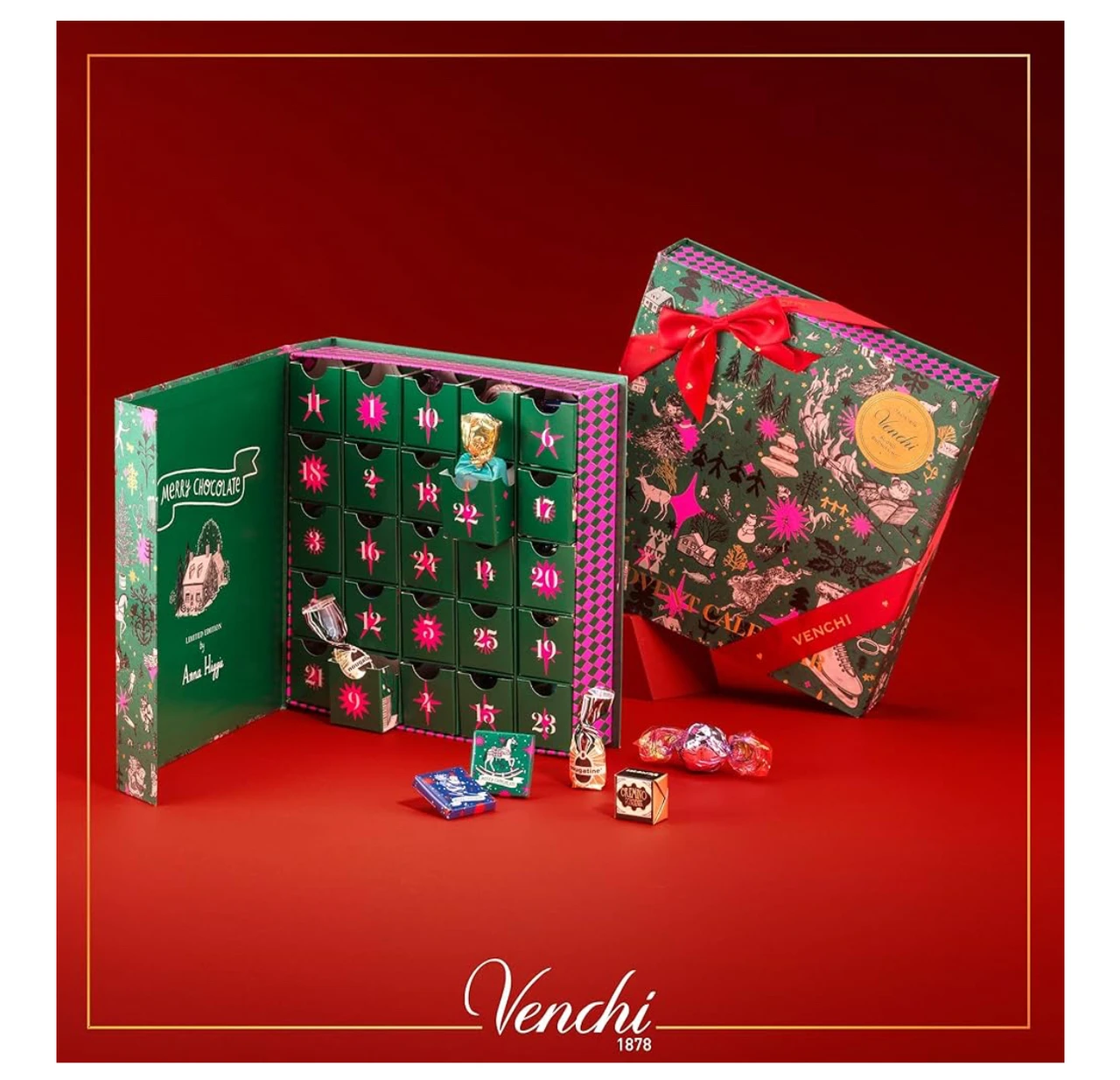 Venchi Merry Chocolate アドベントカレンダー Venchi Italian Chocolate Advent Calendar - Holiday Prestige Book
