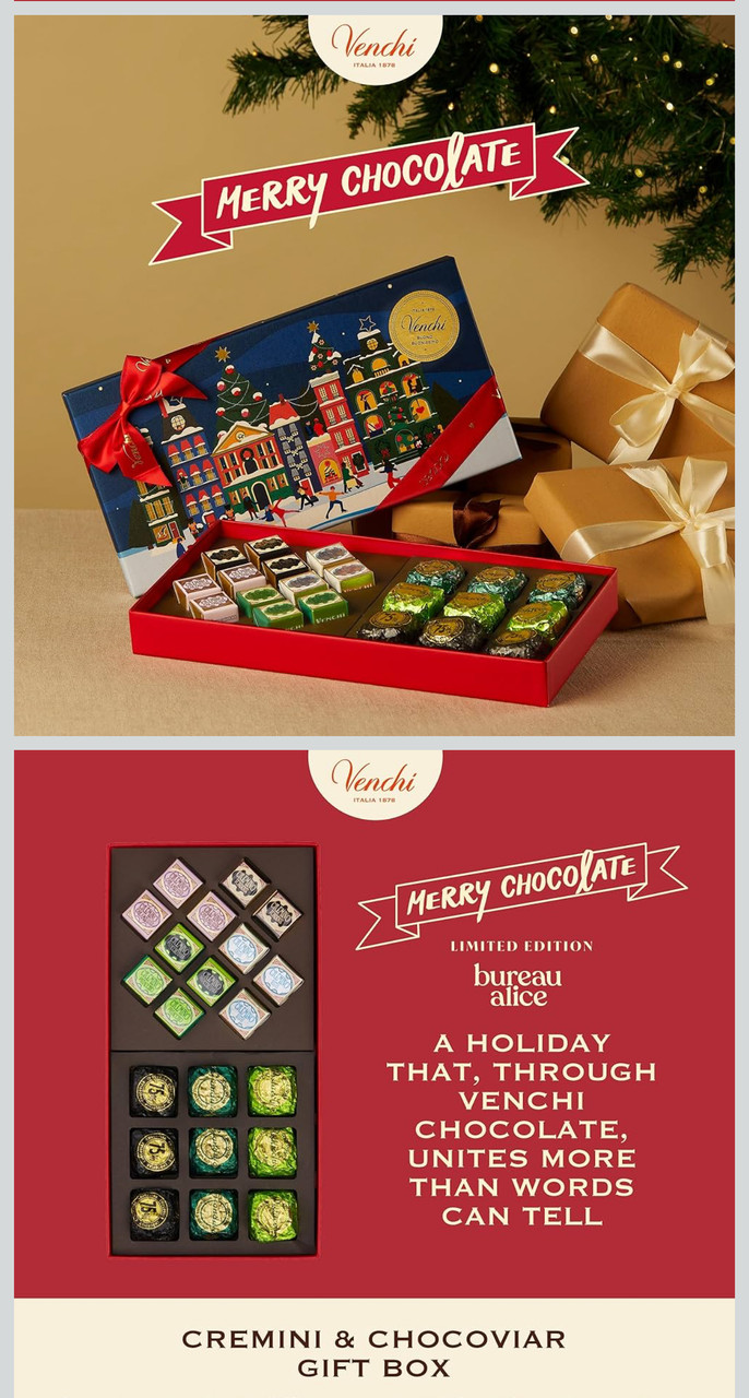 Venchi Italian Chocolate Christmas Gift Box with Assorted Cremini