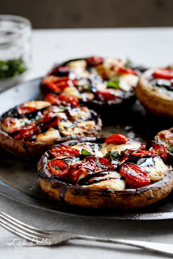 CAPRESE STUFFED GARLIC BUTTER PORTOBELLOS