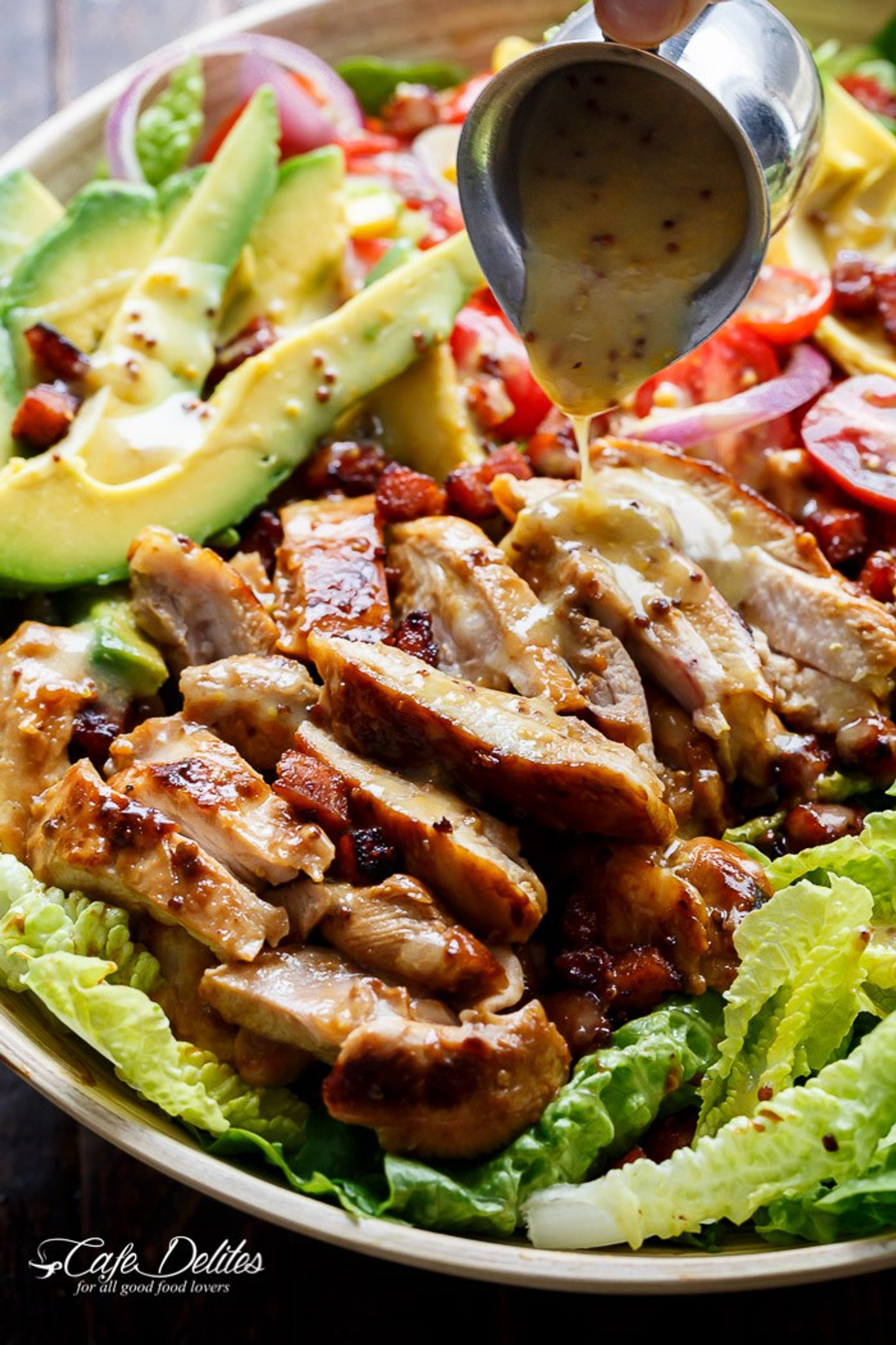 Honey Mustard Chicken, Bacon and Avocado Salad