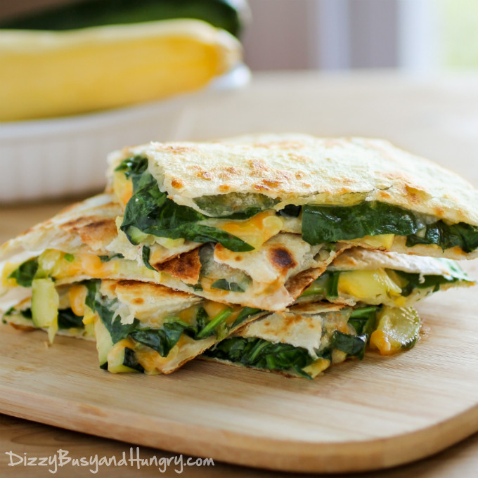 CHEESY ZUCCHINI SPINACH QUESADILLAS