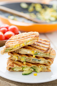 Zucchini & Corn Panini with Pepper Jack Cheese Zucchini & Corn Panini with Pepper Jack Cheese