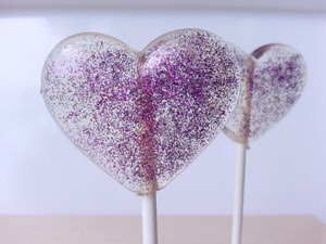 Glitter Heart Lollipops - Six Included - Many Flavors / Colors Glitter Heart Lollipops - Six Included - Many Flavors / Colors