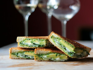 Herb Pesto, Mozzarella, Baby Spinach, Avocado Grilled Cheese Sandwich Herb Pesto, Mozzarella, Baby Spinach, Avocado Grilled Cheese Sandwich