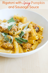 RIGATONI WITH SPICY PUMPKIN AND SAUSAGE SAUCE RIGATONI WITH SPICY PUMPKIN AND SAUSAGE SAUCE