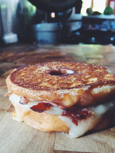 Donut Grilled Cheese with Bacon and Maple Glaze Donut Grilled Cheese with Bacon and Maple Glaze