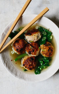 Ginger Chicken Meatballs With Chinese Broccoli