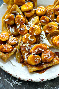 Coconut Crepes with Caramelized Banana Sauce Coconut Crepes with Caramelized Banana Sauce