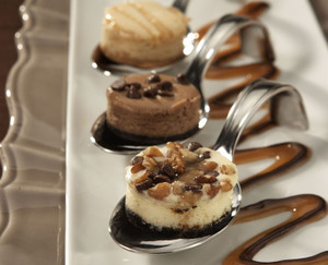Chocolate Caramel Mini Cheesecake Assortment - 50 pieces per tray Chocolate Caramel Mini Cheesecake Assortment - 50 pieces per tray
