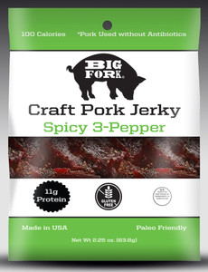 Spicy 3-Pepper Craft Pork Jerky - 1 Case (8 X 2.25 oz. packs) Spicy 3-Pepper Craft Pork Jerky - 1 Case (8 X 2.25 oz. packs)