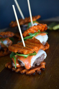 American Wagyu Burger with No Cheese - 50 pieces per tray American Wagyu Burger with No Cheese - 50 pieces per tray