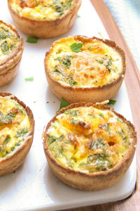 Goat Cheese, Corn & Basil Mini Quiche - 24 pieces per tray Goat Cheese, Corn & Basil Mini Quiche - 24 pieces per tray