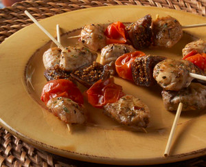 Mediterranean Chicken, Fig & Tomato Kabob - 100 pieces per tray Mediterranean Chicken, Fig & Tomato Kabob - 100 pieces per tray
