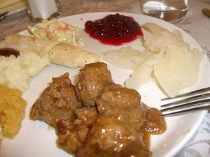 Lefse, Lutefisk Kjottboller Norwegian Meatballs - Dinner for 2 Lefse, Lutefisk Kjottboller Norwegian Meatballs - Dinner for 2
