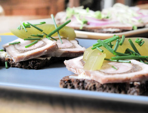 Rullepølse pressed loaf - 1 to 1 1/2 lb - Veal or Pork - Sliced Rullepølse pressed loaf - 1 to 1 1/2 lb - Veal or Pork - Sliced