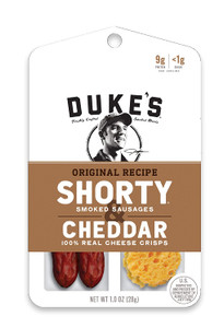 Duke's Shorty Smoked Sausages & Cheese Crisps, Original Recipe & Cheddar, 1 Ounce, 12 Count Duke's Shorty Smoked Sausages & Cheese Crisps, Original Recipe & Cheddar, 1 Ounce, 12 Count