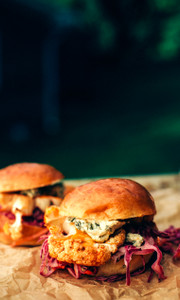 Buffalo Cauliflower Sliders with Slaw + Blue Cheese Buffalo Cauliflower Sliders with Slaw + Blue Cheese